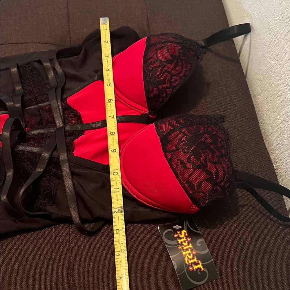 #*053=Spirit Red and Black Lace Corset - Picture 5 of 9